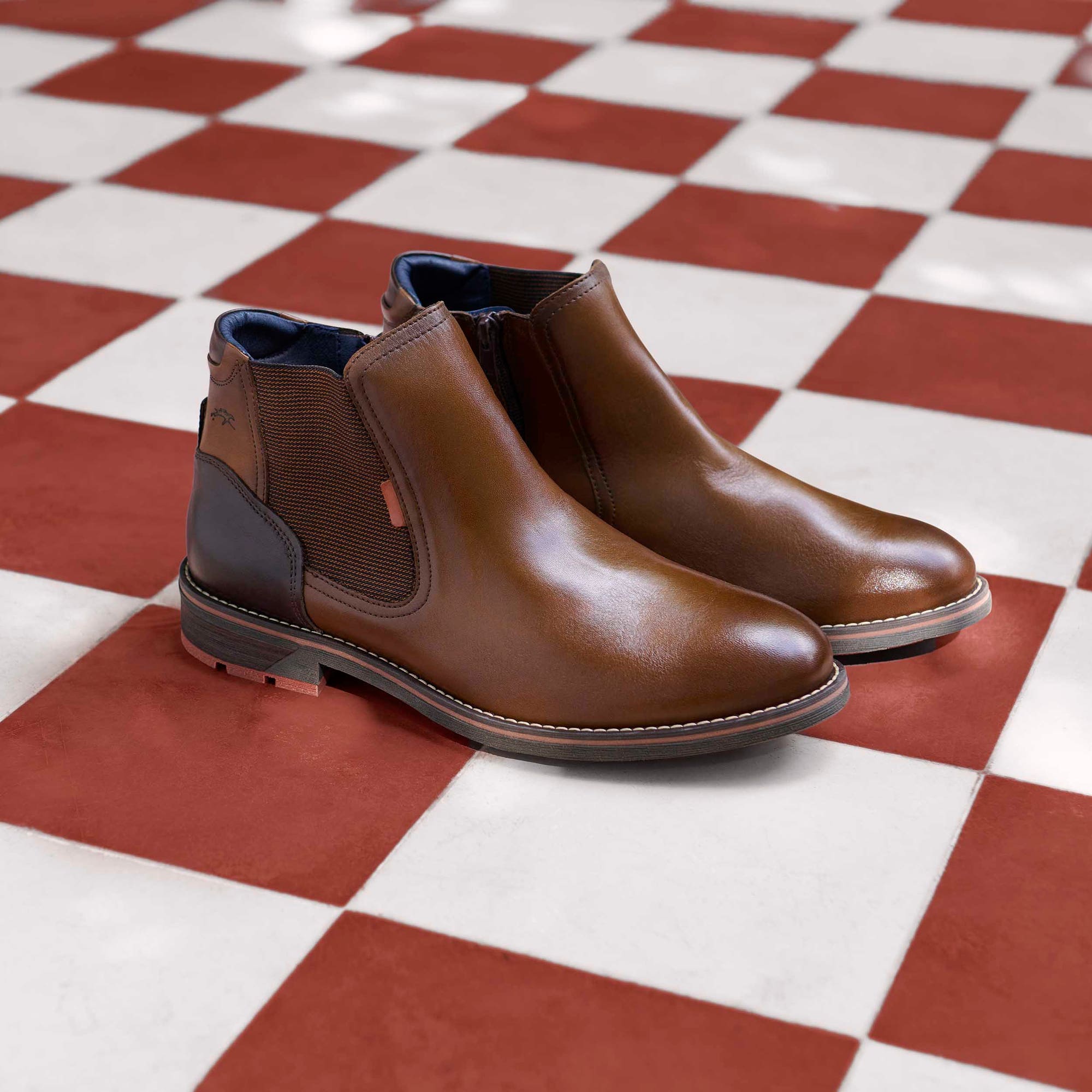 Boots chelsea Homme en cuir cognac
