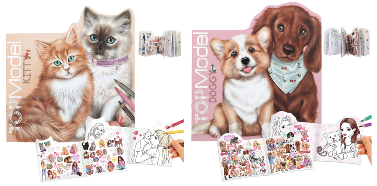 TOPModel Kitty Colouring Book ( 0412713 ) og TOPModel Doggy Colouring Book ( 0412714 )