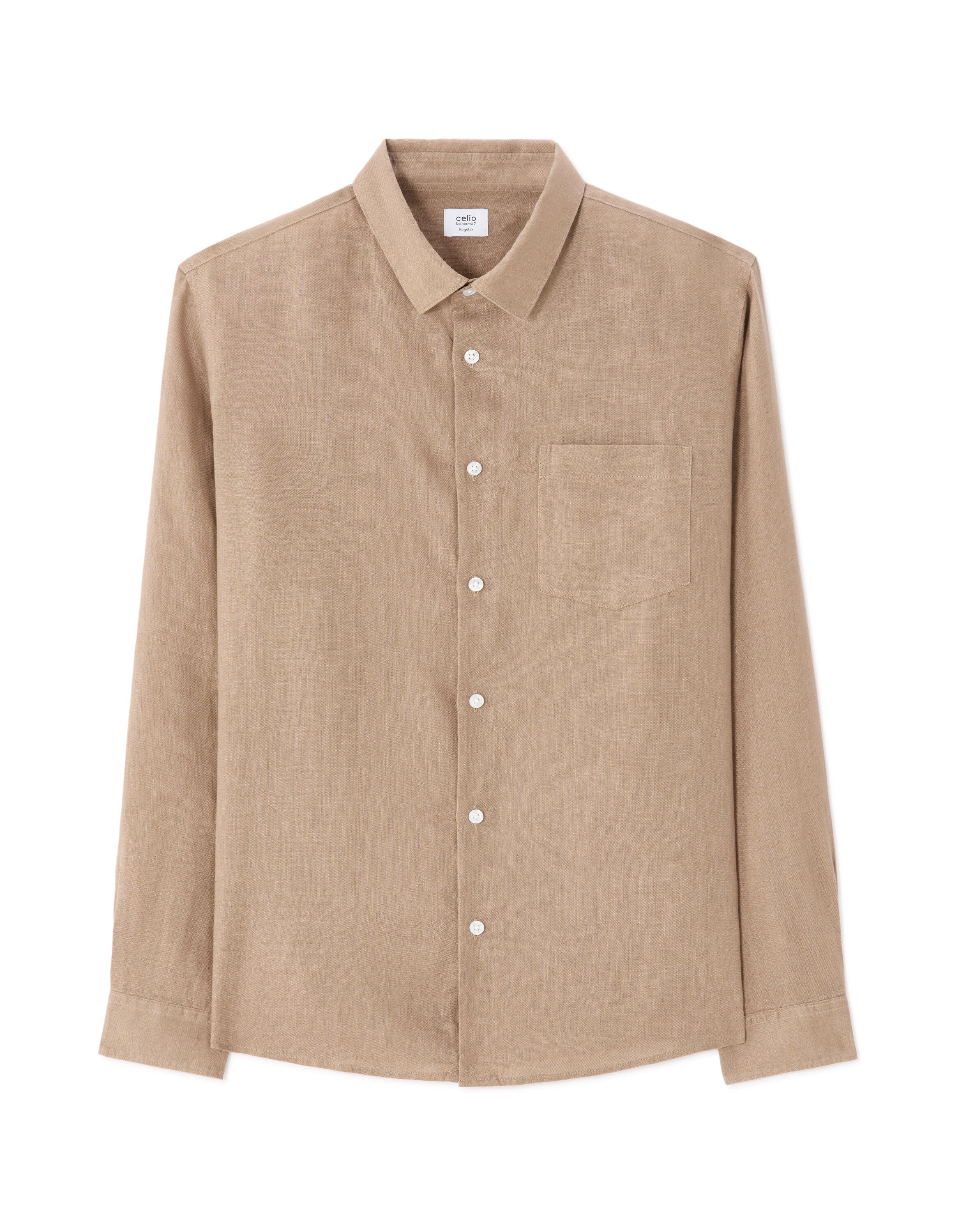 Chemise regular 100% lin - marron clair