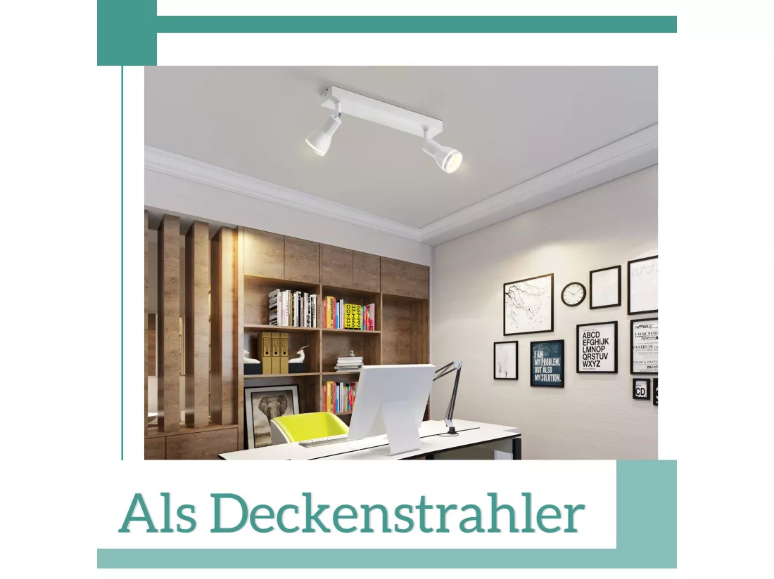 NETTLIFE Spot de plafond LED 2 ampoules blanc salon plafonnier spot orientable GU10 spot lampe moderne