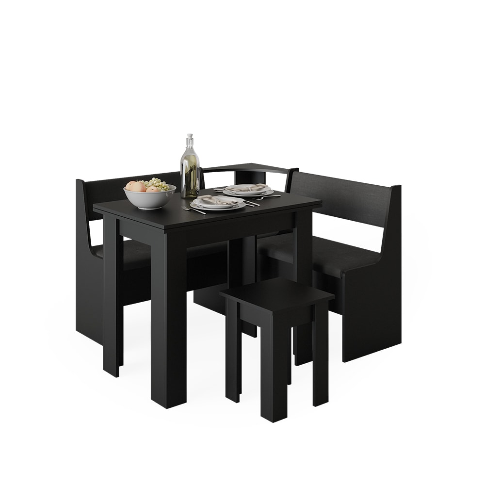 Vicco Küchenbank Sitzbank Esszimmerbank Roman Schwarz 77 cm modern Truhenbank Eckbankgruppe Esszimmergruppe Küchensitzgruppe Sitzbankgruppe Küchenmöbel Polstermöbel