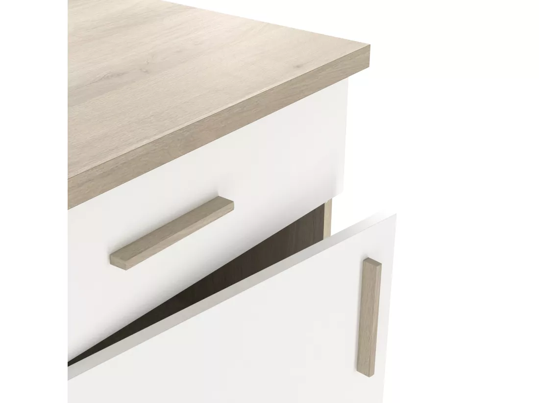 Meuble bas de cuisine 1 porte + 1 tiroir coloris chêne kronberg, blanc - Longueur 60 x Hauteur 85 x Profondeur 60 cm