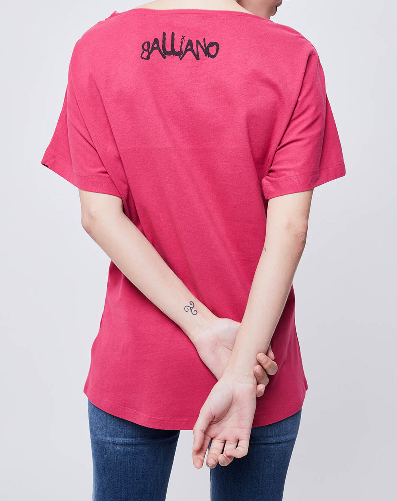 John Galliano T-Shirt imprimé rose foncé