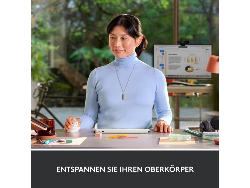 Logitech Ergonomische Maus Lift Off-white Komfortable ergonomische Maus mit vertikalem Design für kleine bis mittelgrosse Hände