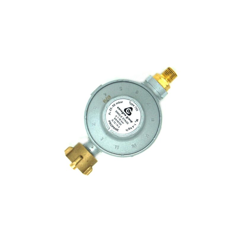 Cavagna Gasdruckregler Type 755 25-50mbar G.12 -> G 1/4 Zoll LH