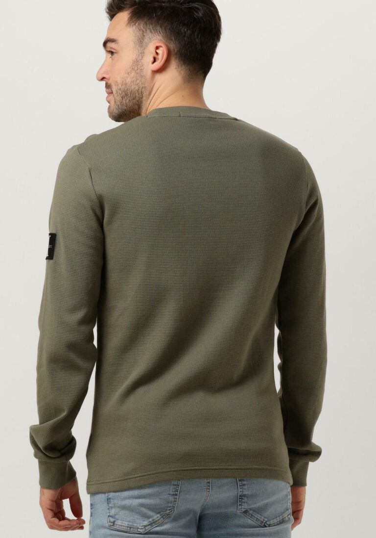 CALVIN KLEIN olijf calvin klein trui badge waffle ls tee