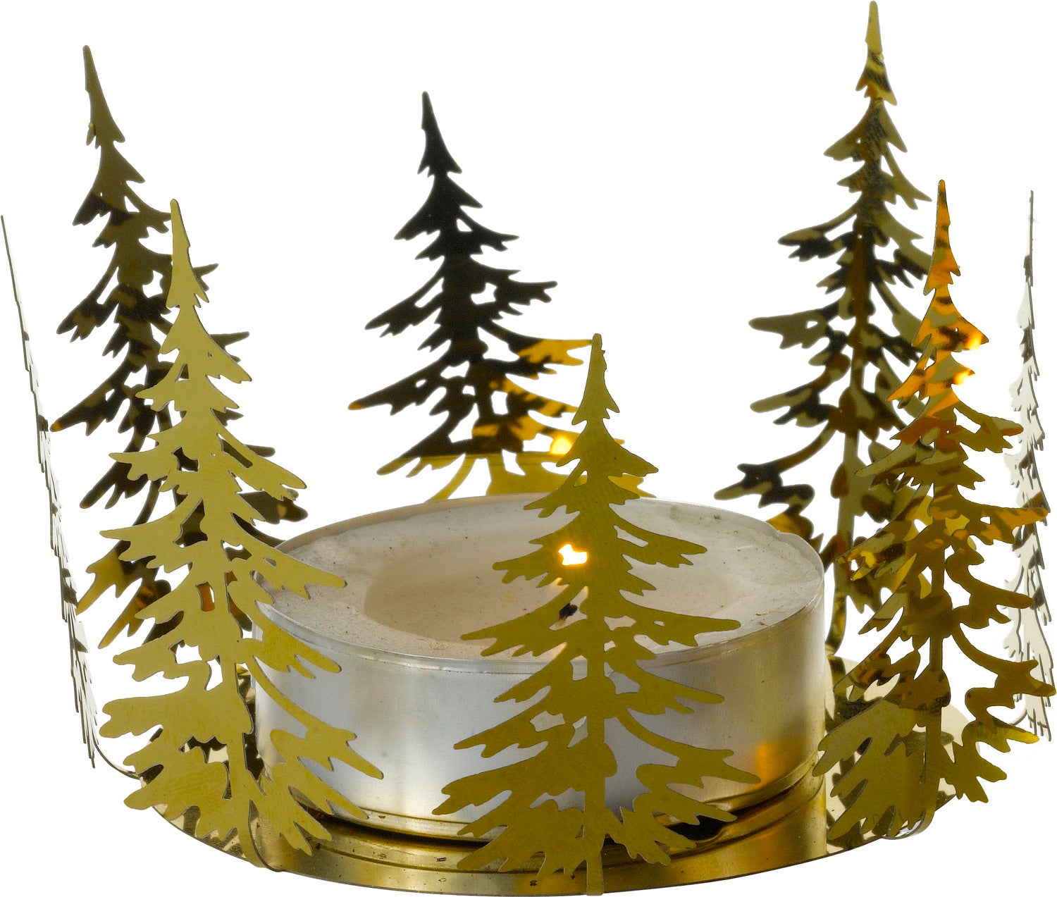 Intratuin waxinelichthouder kerstboom goud D 22,5 cm