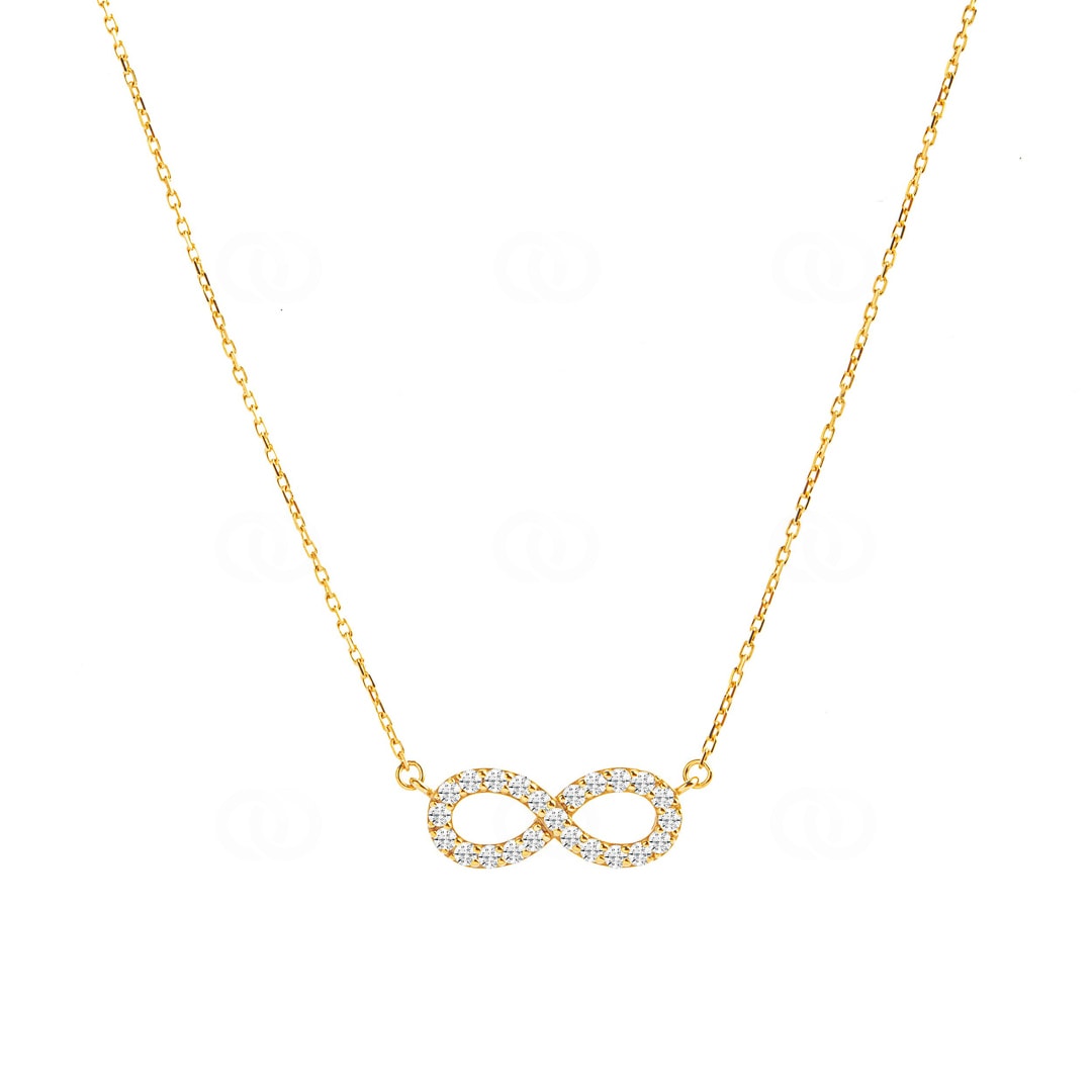 Collier 750/18 K Gelbgold Infinity mit Zirkonia