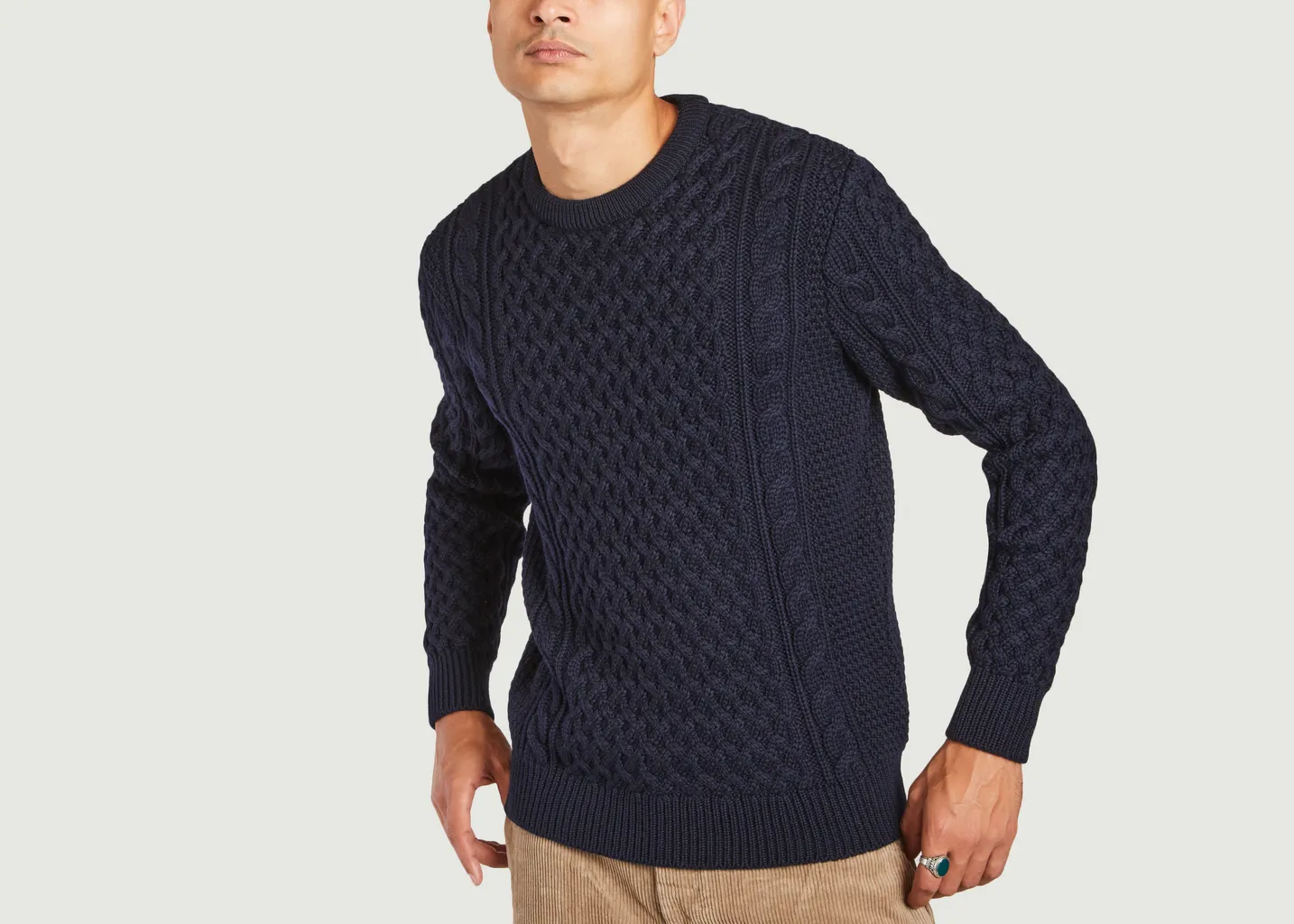 Pull torsadé en laine mérinos Sunspel