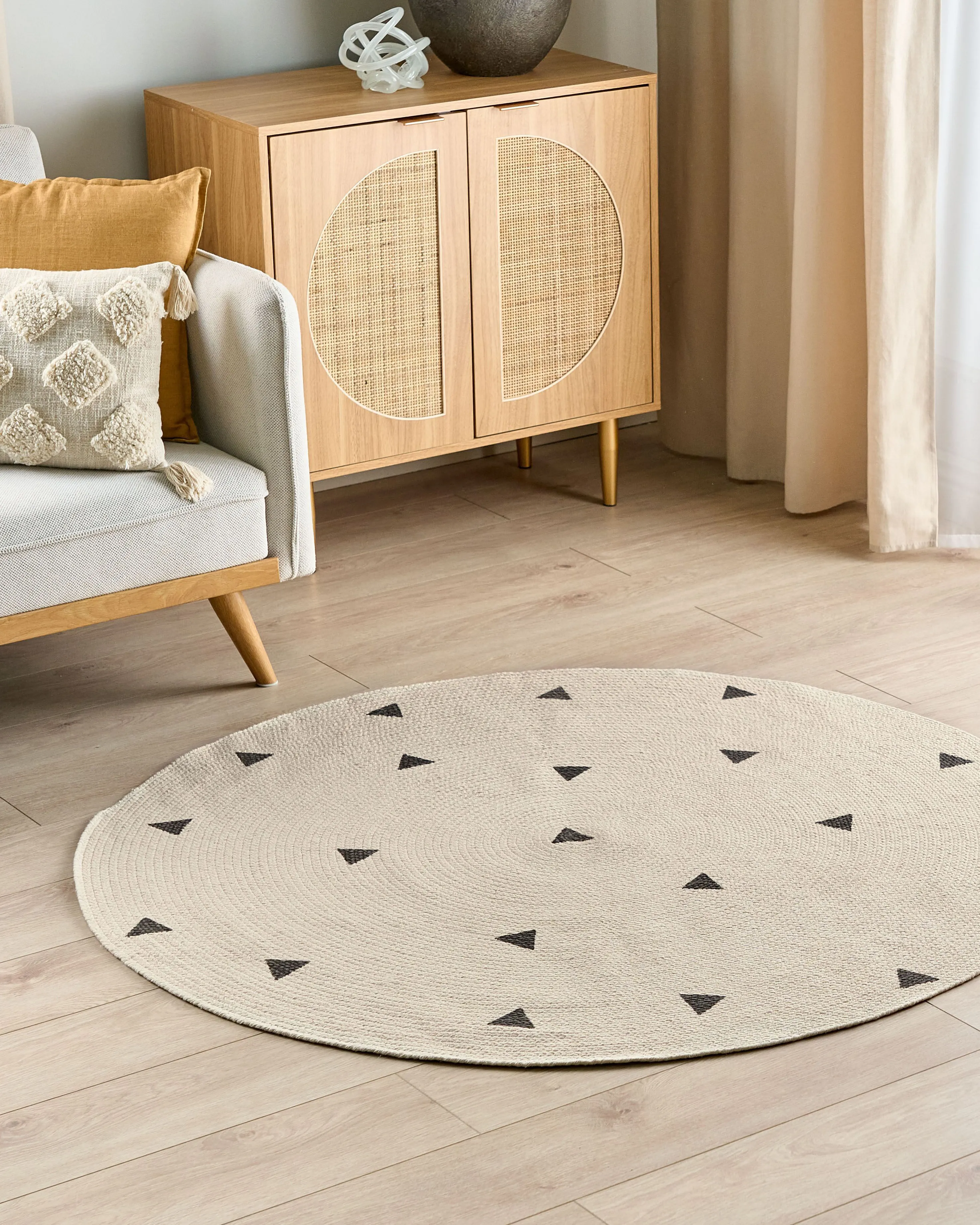 Kindervloerkleed DURG Beige ø 140 cm Katoen