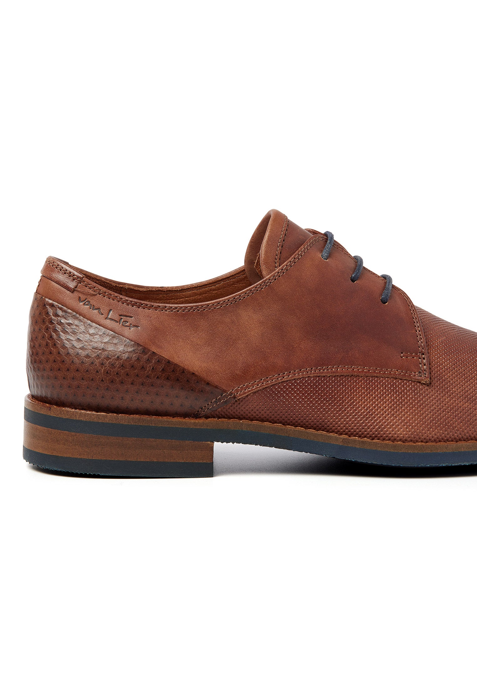 Licht cognac gladleren Sabinus veterschoen