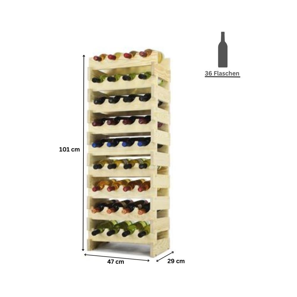 PROREGAL Wijnrek Vinoteca Flex HxBxD 101 x 47 x 29 cm 36 Flessen Massief grenenhout Bruin Geolied