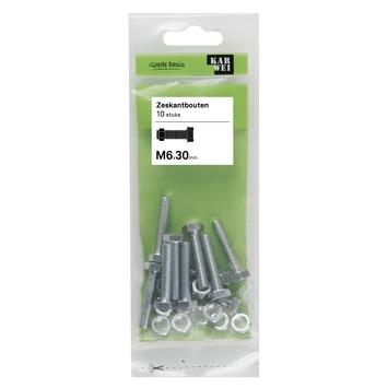KARWEI zeskantbout voldraad M6x30 mm 10 stuks