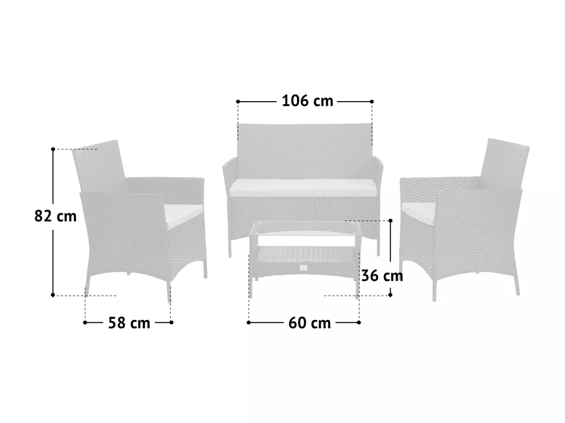 Ensemble de meubles de jardin en poly rotin
