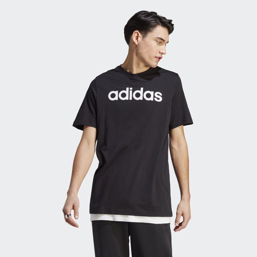 Adidas T-shirt avec logo brodé linéaire en jersey Essentials