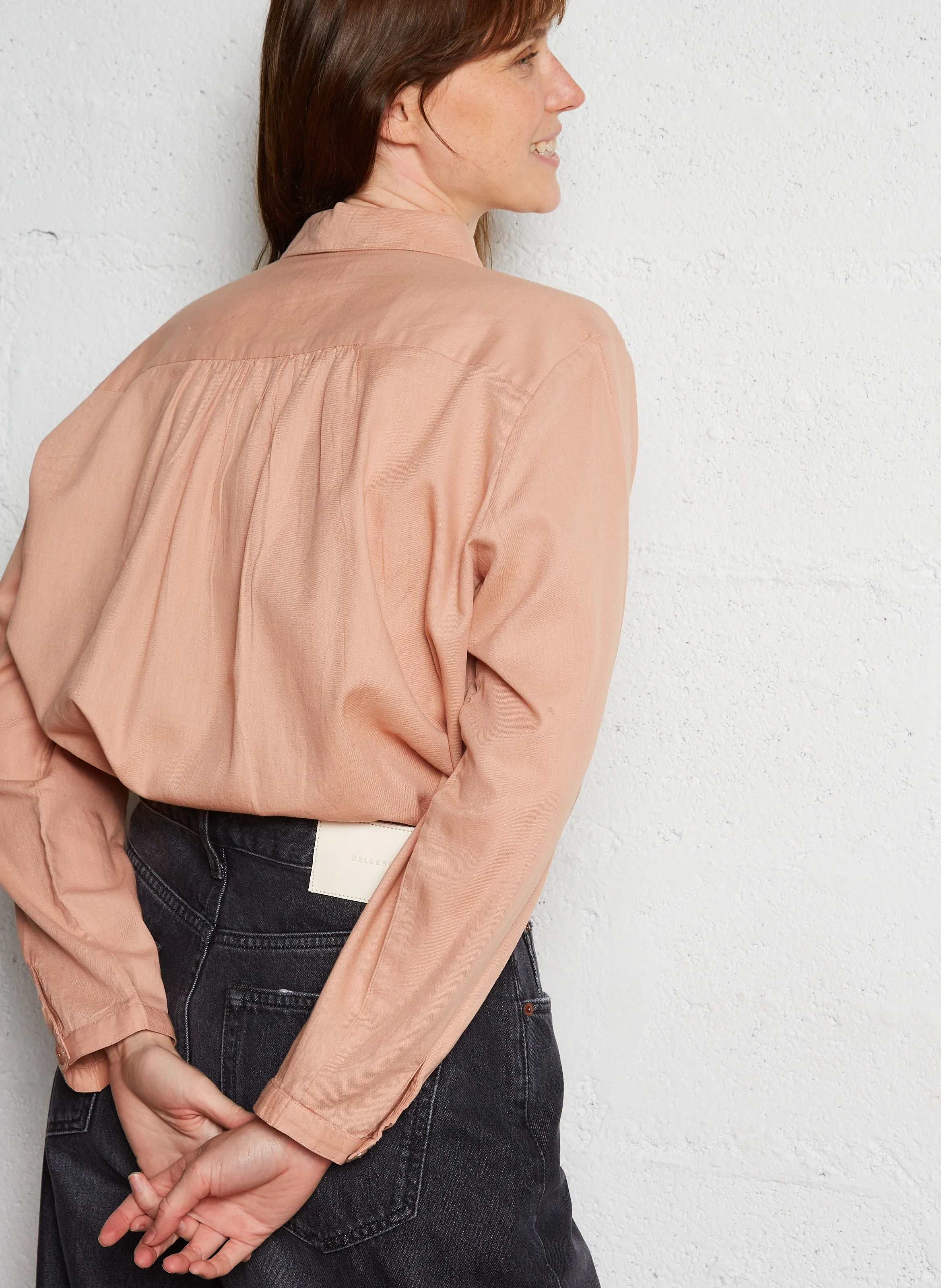 RUDEON - Blouse col chemise en coton| Rose