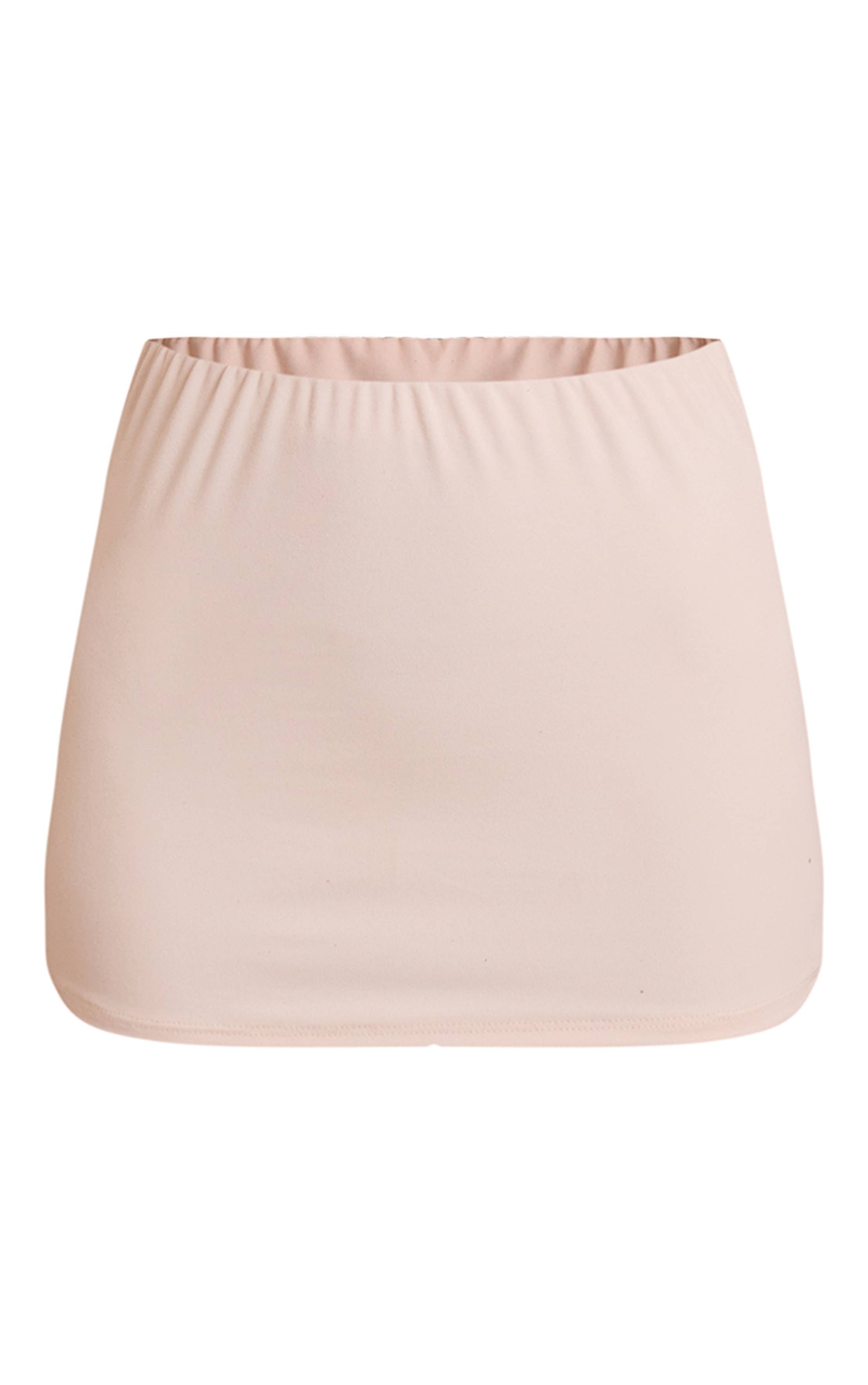 Crème Jupe Mini Côtelée Brossée Taille Élastique Coordonnée