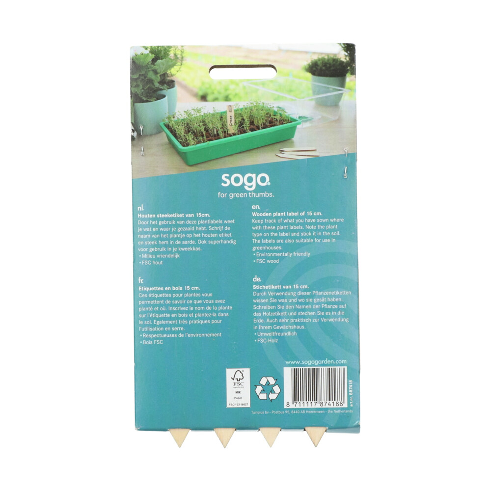 SOGO Houten Steeketiket 15 cm24 stuks