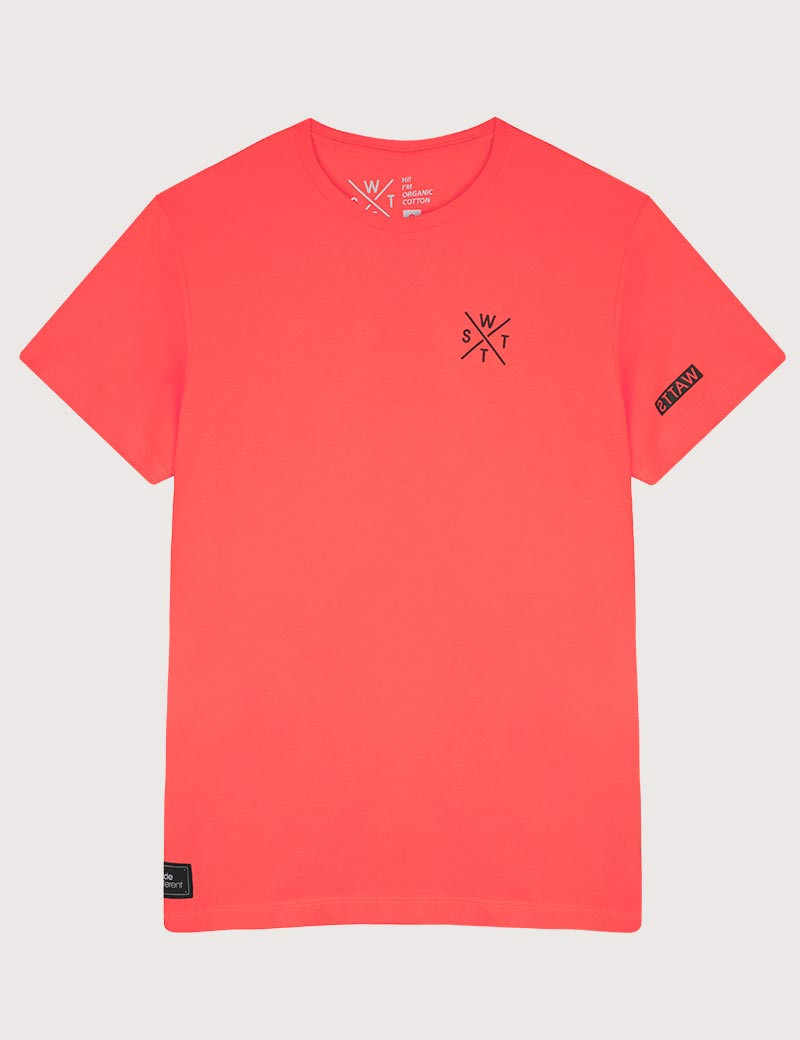WATTS T-SHIRT MANCHES COURTES LOGO CŒUR FLUO CORAIL