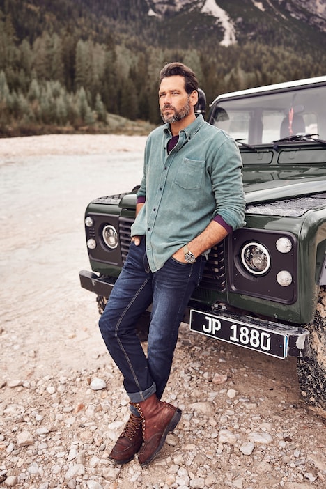 Piqué-Hemd, Langarm, acid washed, Kentkragen, Modern Fit, bis 8 XL