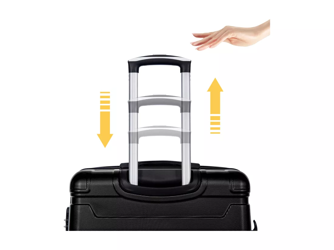 Bagage à main à coque rigide, valise avec serrure TSA et roue universelle, extensible, poignée latérale, ensemble 3 pièces