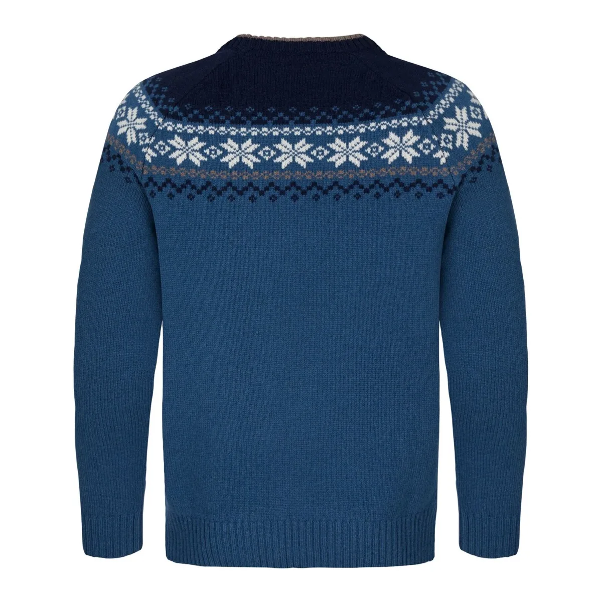 Gridarmor Men's Snøkrystall Round Neck Ullgenser Blue/White/Navy