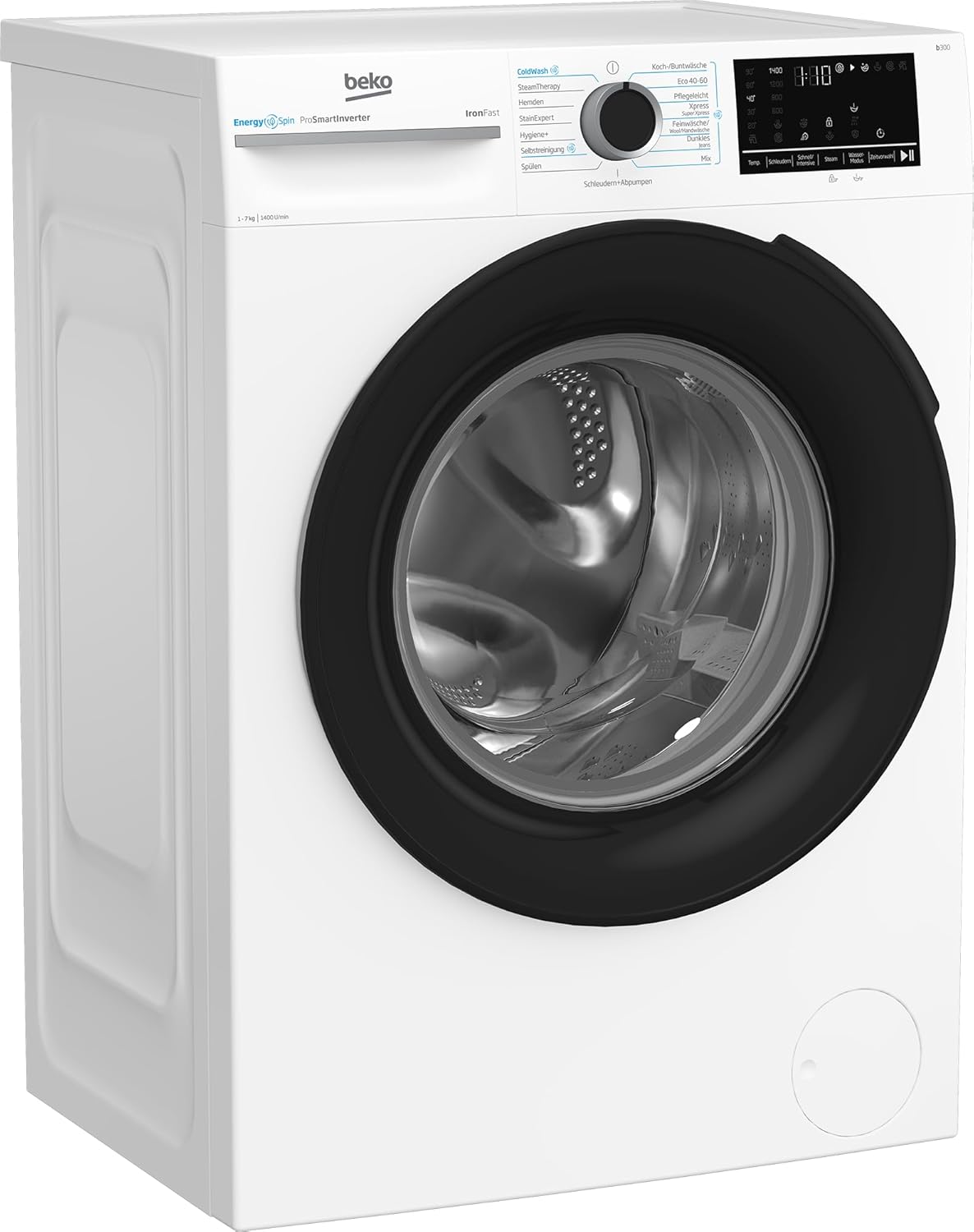 Beko BM3WFU4741N freistehende Waschmaschine, Waschvollautomat, 7 kg, EnergySpin, Schleuderwahl 1400 U/min, IronFast weniger Falten, Hygiene+ allergikergeeignet, Coldwash Wasser-& Zeitersparnis, Weiß