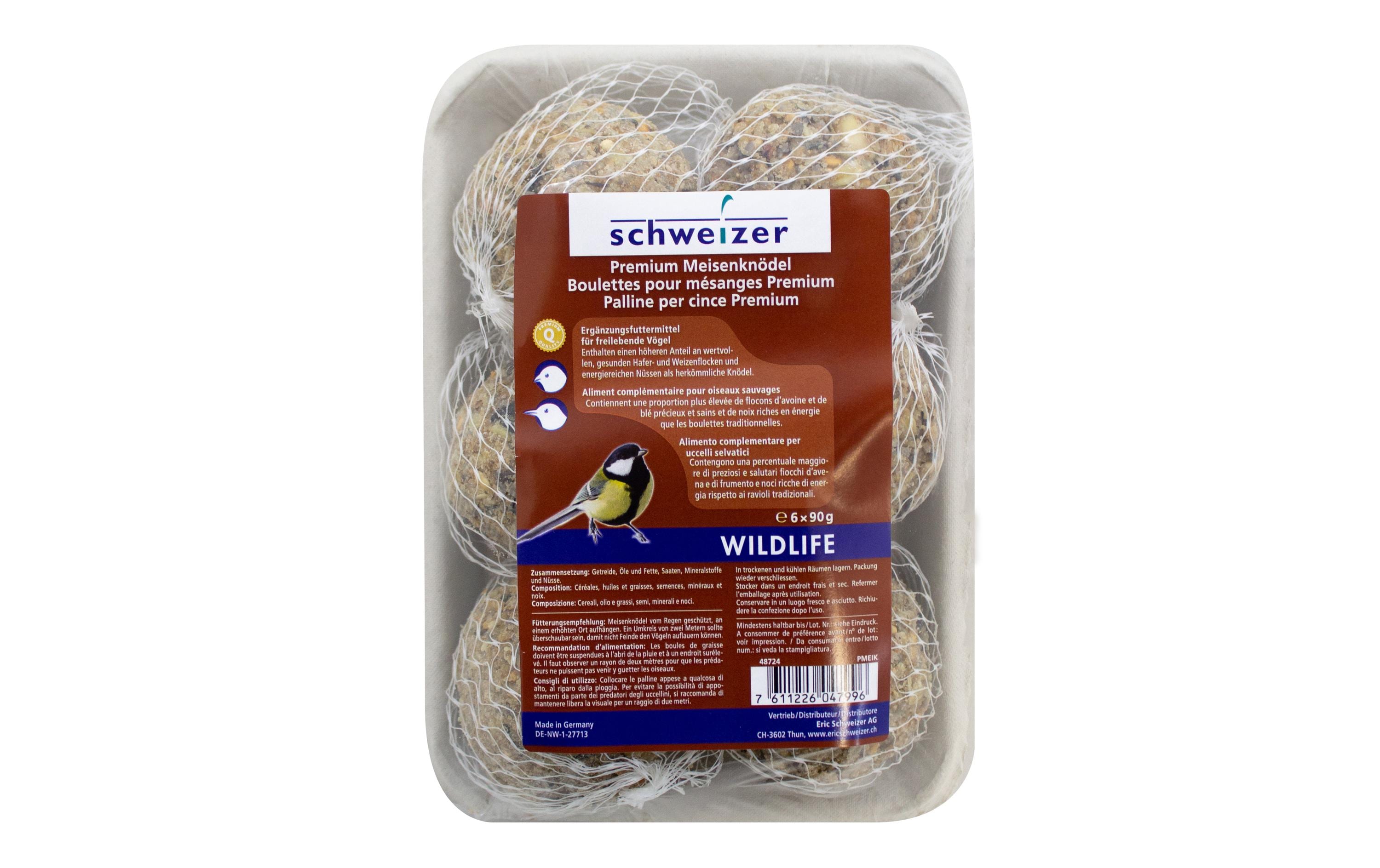 Wintervogelfutter Meisenknödel Premium, 6 x 90 gErgänzungsfutter für freilebende Vögel