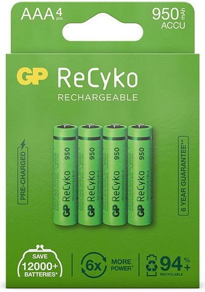 GP - 950 ReCyko - Oplaadbare Batterijen - AAA - 950 mAh, 4 Stuks
