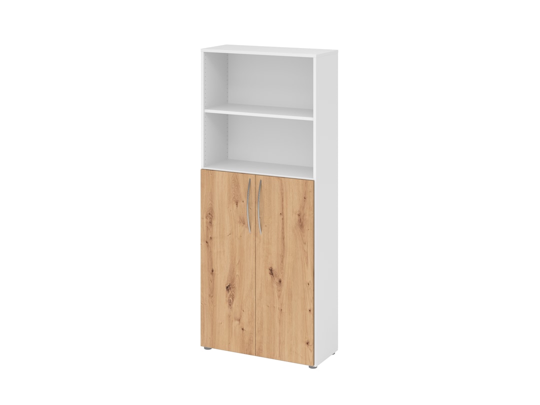 Büroregal 80 cm Weiß/ Asteiche