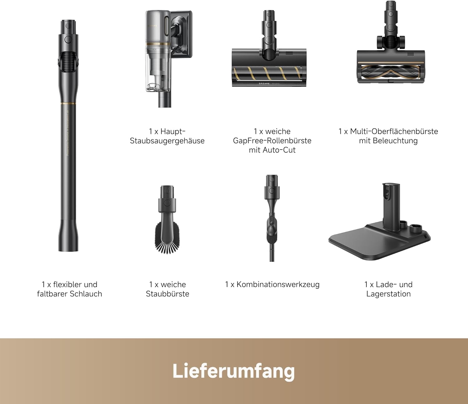 dreame V20 Pro-A Kabelloser Staubsauger, Kantenreinigung 0 mm, ohne Verheddern, für Hartböden und Teppiche, 24.000PA / 210 AW, 90 Min. maximale Laufzeit, Filterung 99,99%, entfernt Tierhaare