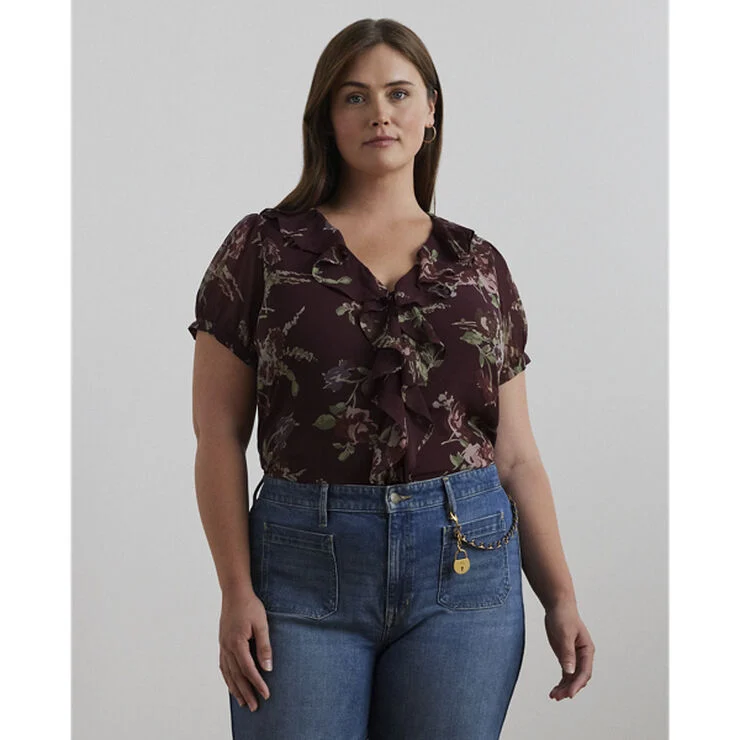 Lauren Ralph Lauren POLY CRINKLE GGT 58-TOP Burgundy multi