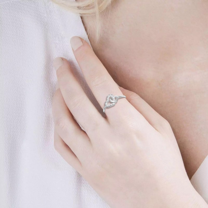 Bague coeur femme - Argent 925 - Oxyde de zirconium