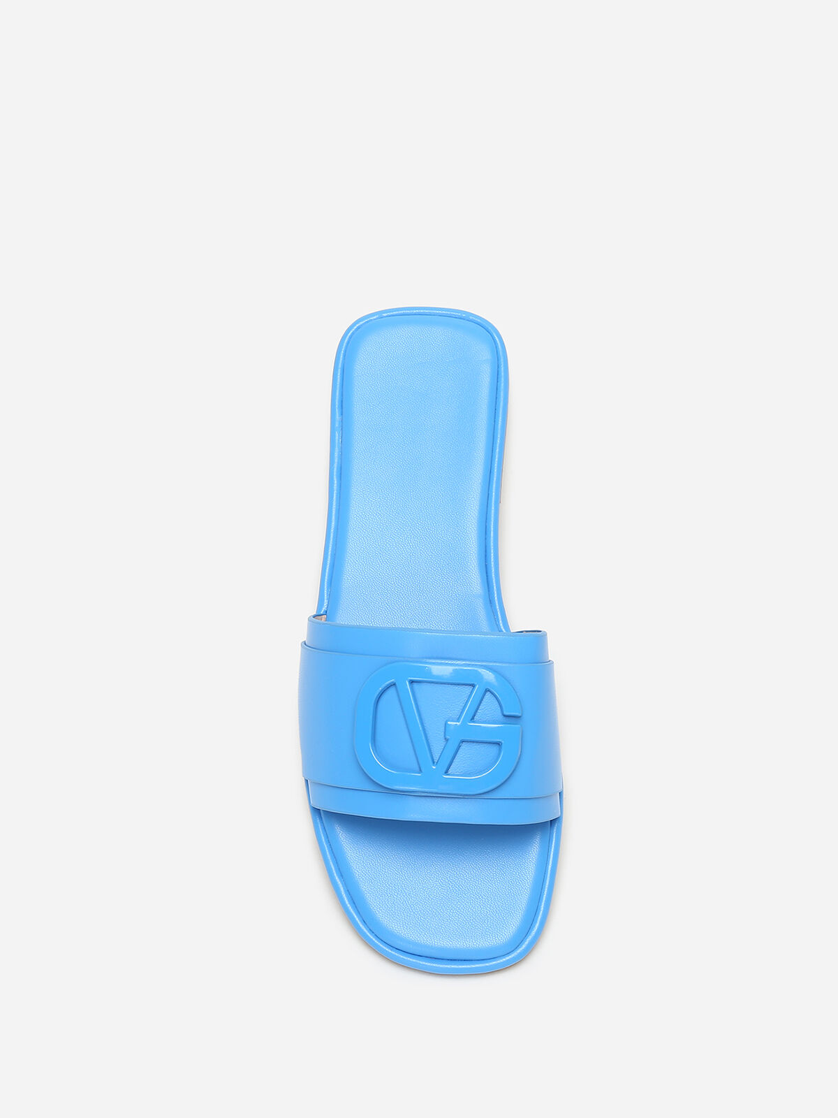Mules carrées à boucle métallique- Bleu