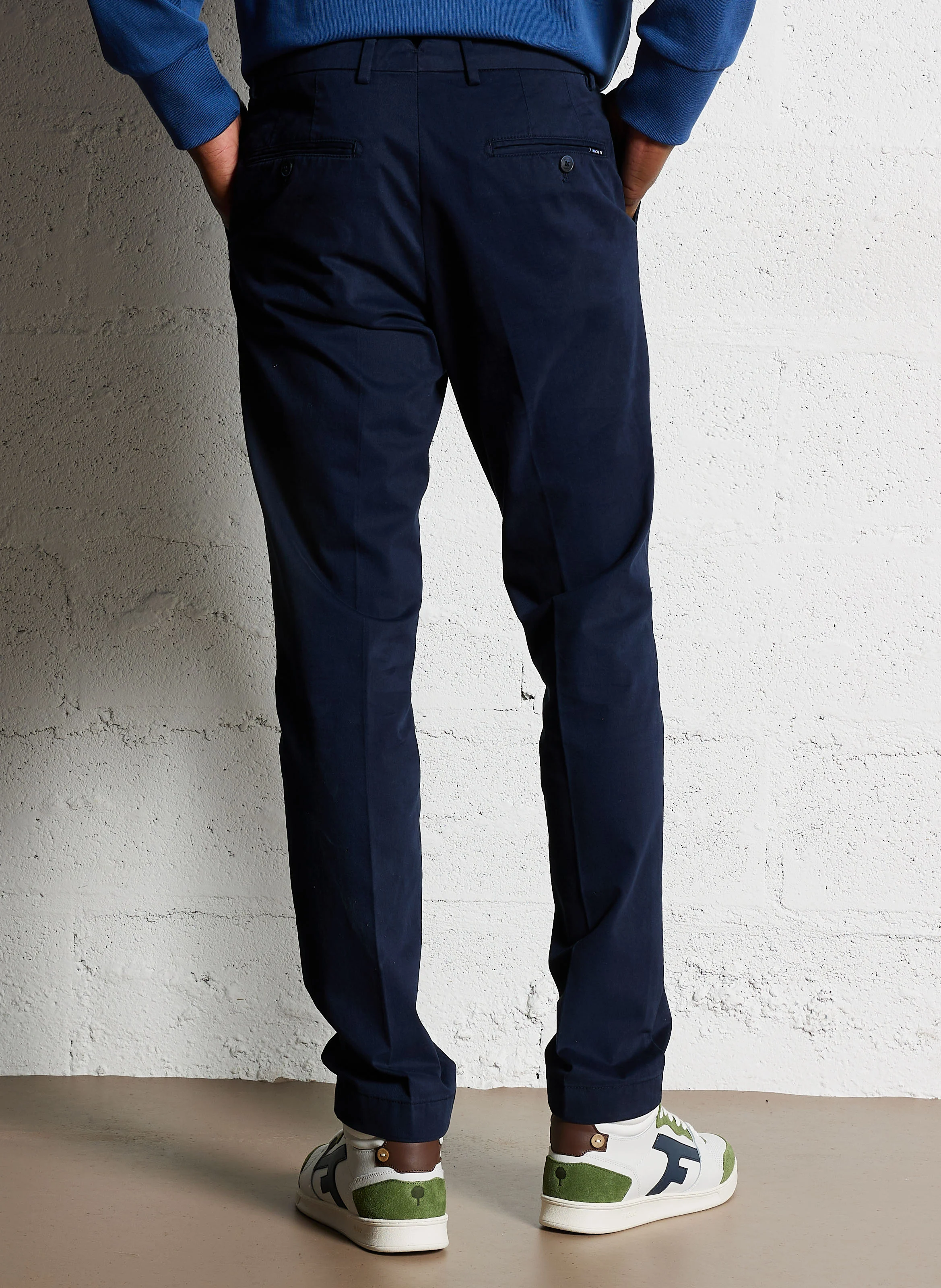 Pantalon chino en coton mélangé | Bleu