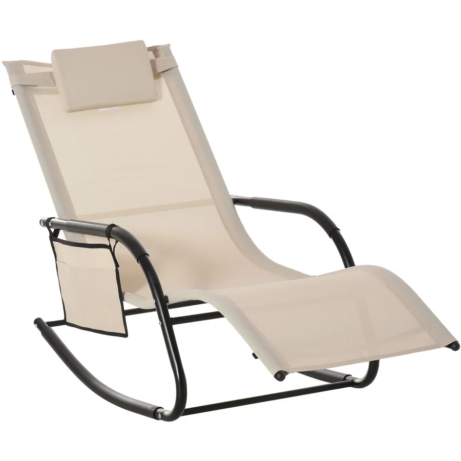 Outsunny Schaukelstuhl atmungsaktive Mesh-Gewebe beige