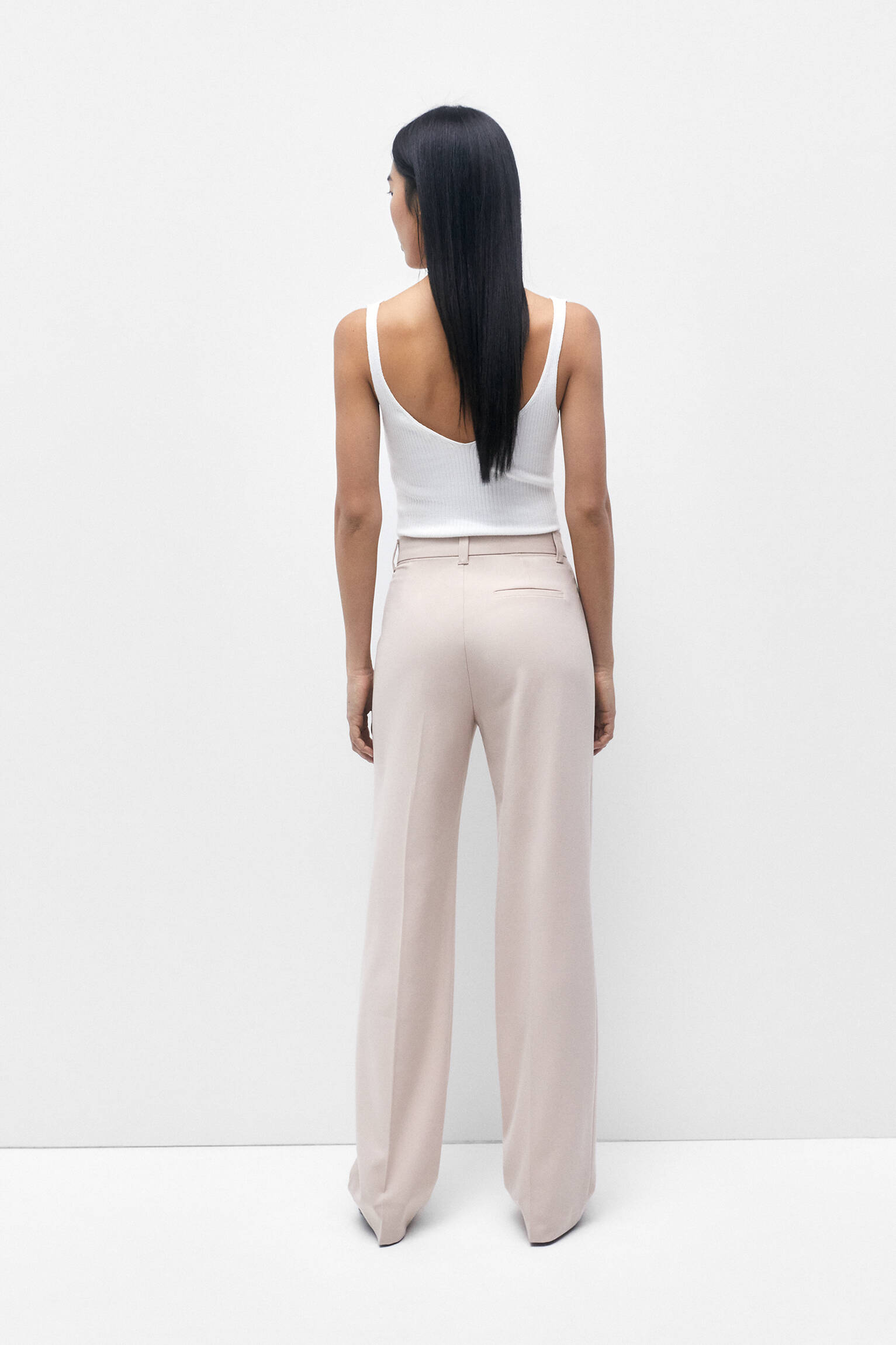 Calça social de corte reto - rosa claro
