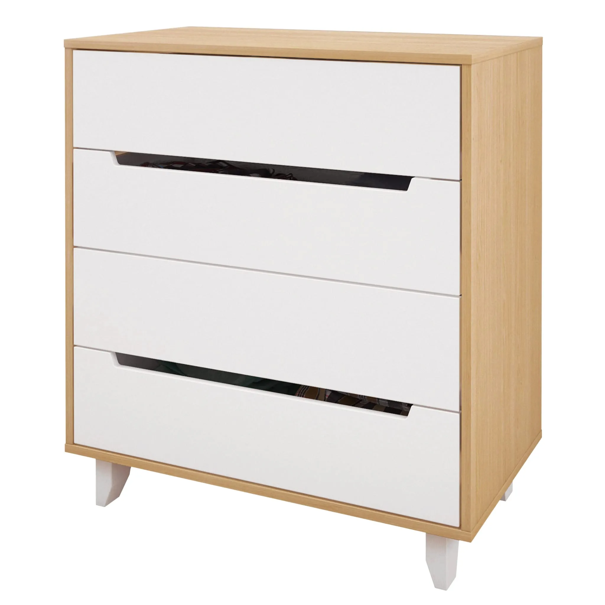 Nexera Bureau 4 Tiroirs Nomad - Blanc et Érable Naturel