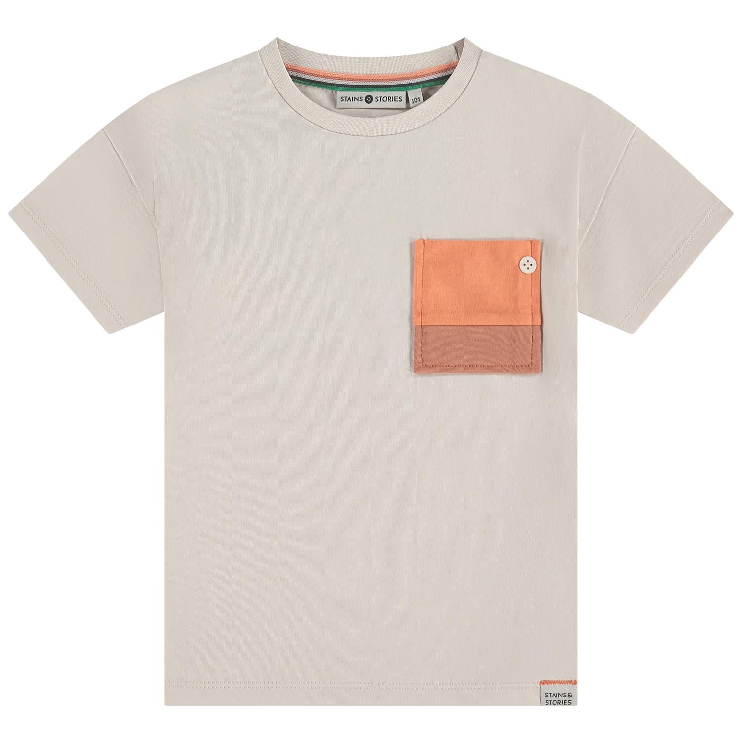Stains & Stories T-shirt korte mouwen meerkleurig beige