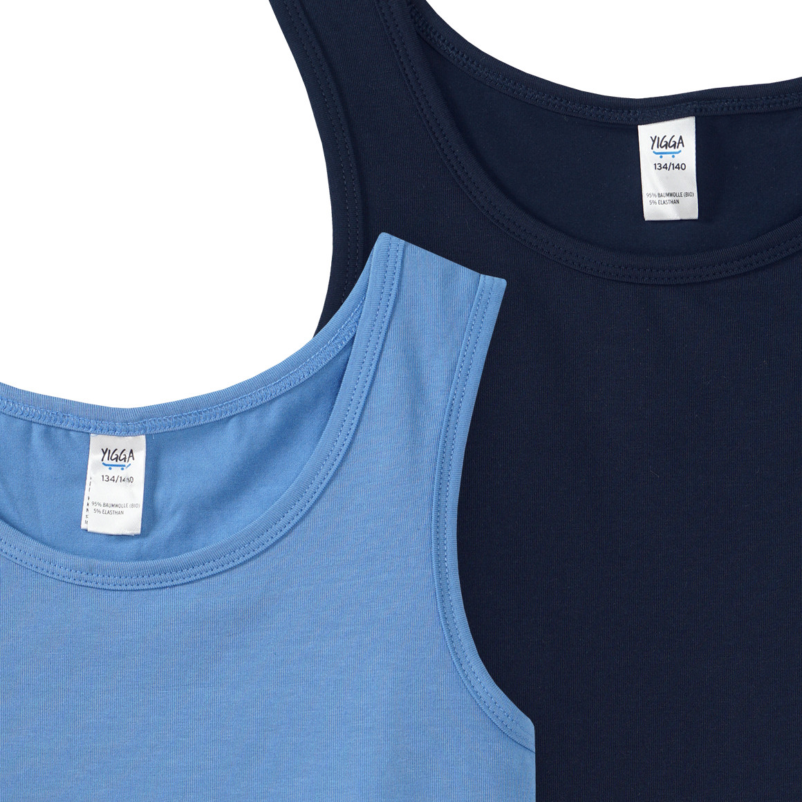 Yigga 2 Jungen Unterhemdenmit Text-Print blau / dunkelblau