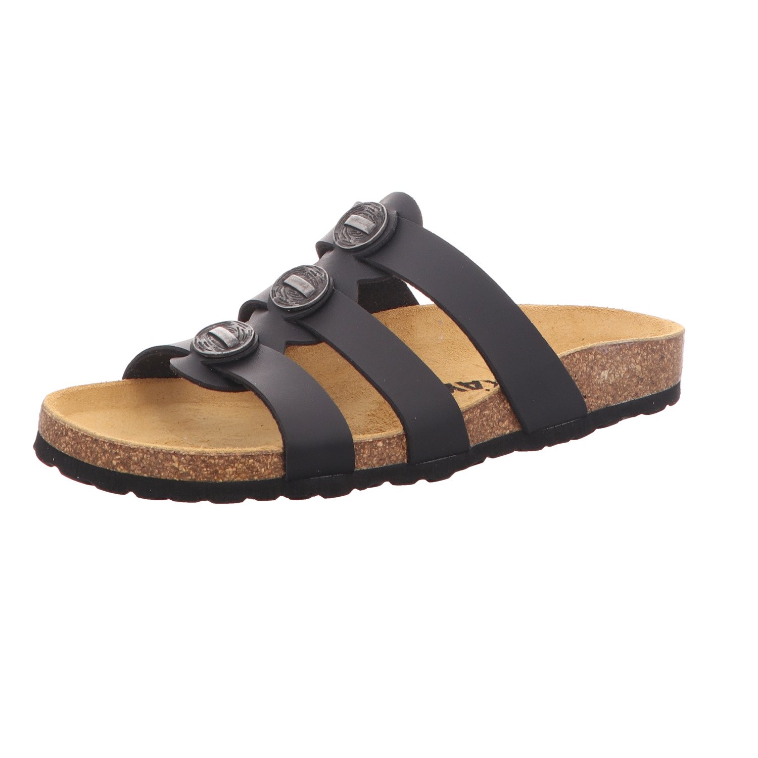 SCHUH OKAY Damen-Bio-Pantolette mit Tieffußbett Schwarz