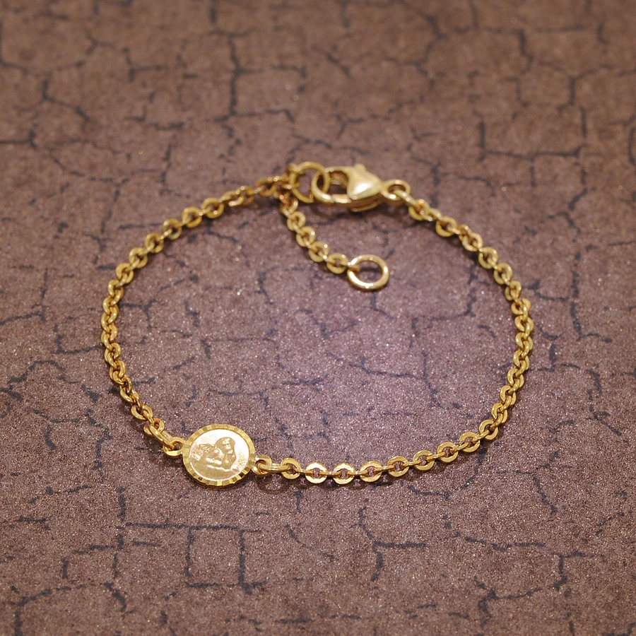 trendor Armband für Babys 333 Gold8 Kt mit Engel-Plakette 14 cm gold