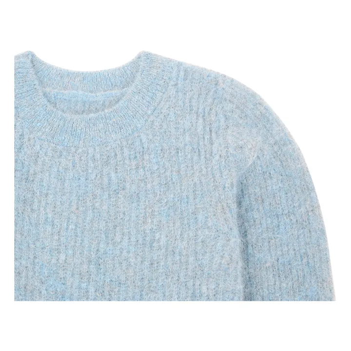 SMALLABLE BASICS Pull Fille Col Rond à Manches Ballon Alpaga | Bleu ciel