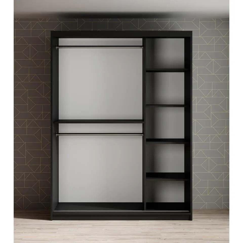 Meubella - Kledingkast Mandalin - Zwart - 150 cm