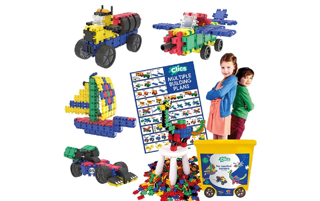 Baukasten Clics Box Bausatz 750 Teile<br>Bauspielzeug fördert Kreativität und Feinmotorik