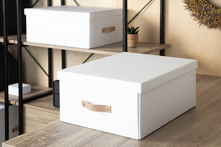 Lot de 2 boîtes de rangement T3 Kathrin H. 18,5 cm blanc