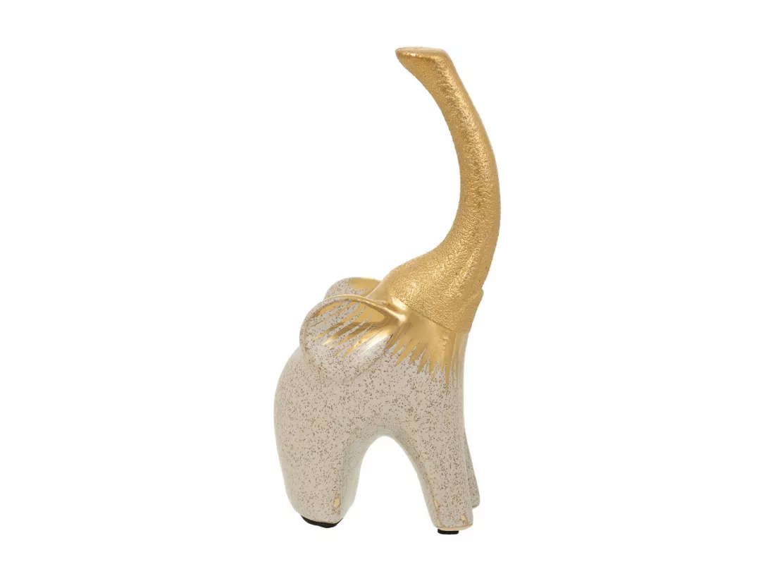 Décoration d'éléphant en céramique dorée 10x6,5x22h