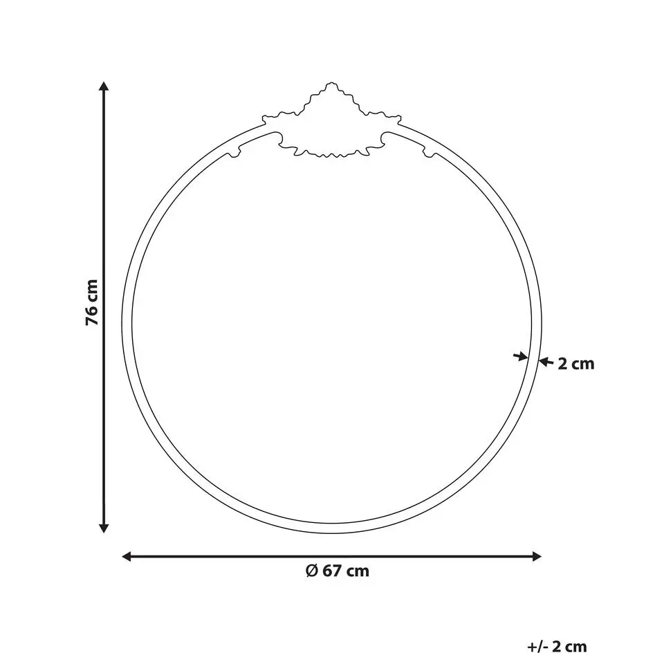 SOMMANT - Wandspiegel - Zwart - ⌀ 67 cm - Metaal