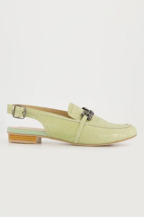 Leder-Mules, Kroko-Optik, Weite H