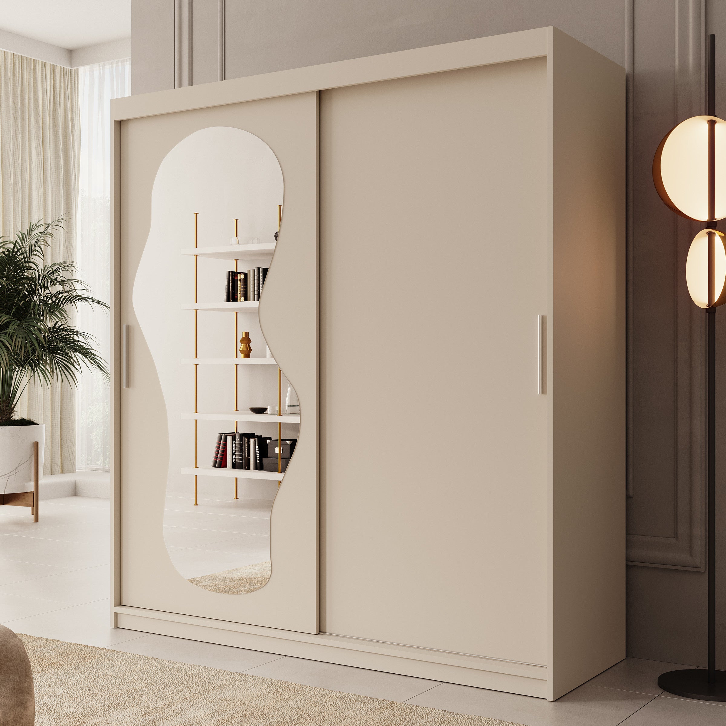 Ulysses - Kledingkast met schuifdeuren - Beige - 180x62x200 cm